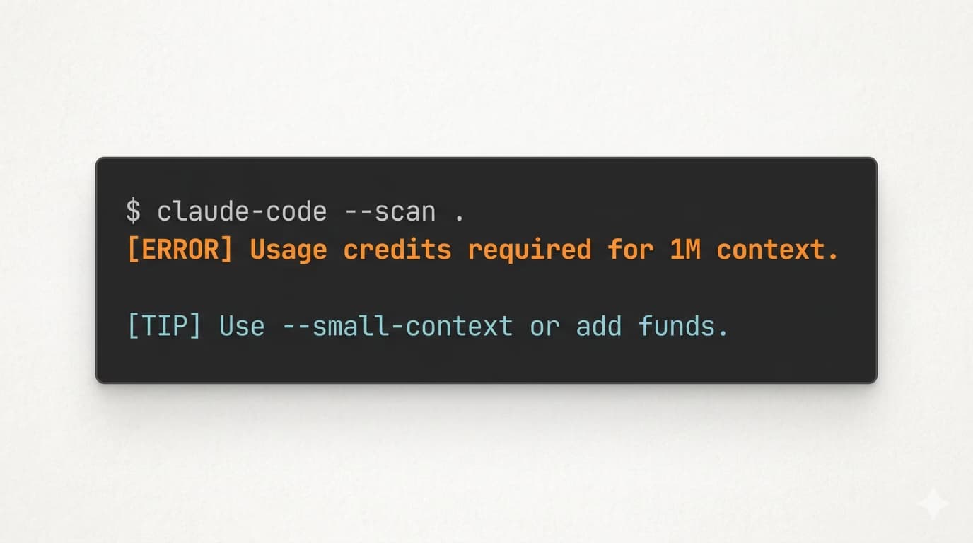 Claude Code “Usage Credits Required for 1M Context” Error — Causes, Fixes & Best Practices